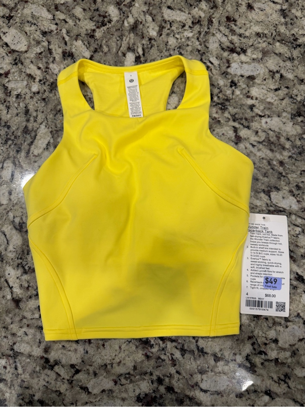 lululemon athletica Bright Yellow Racerback Crop Top